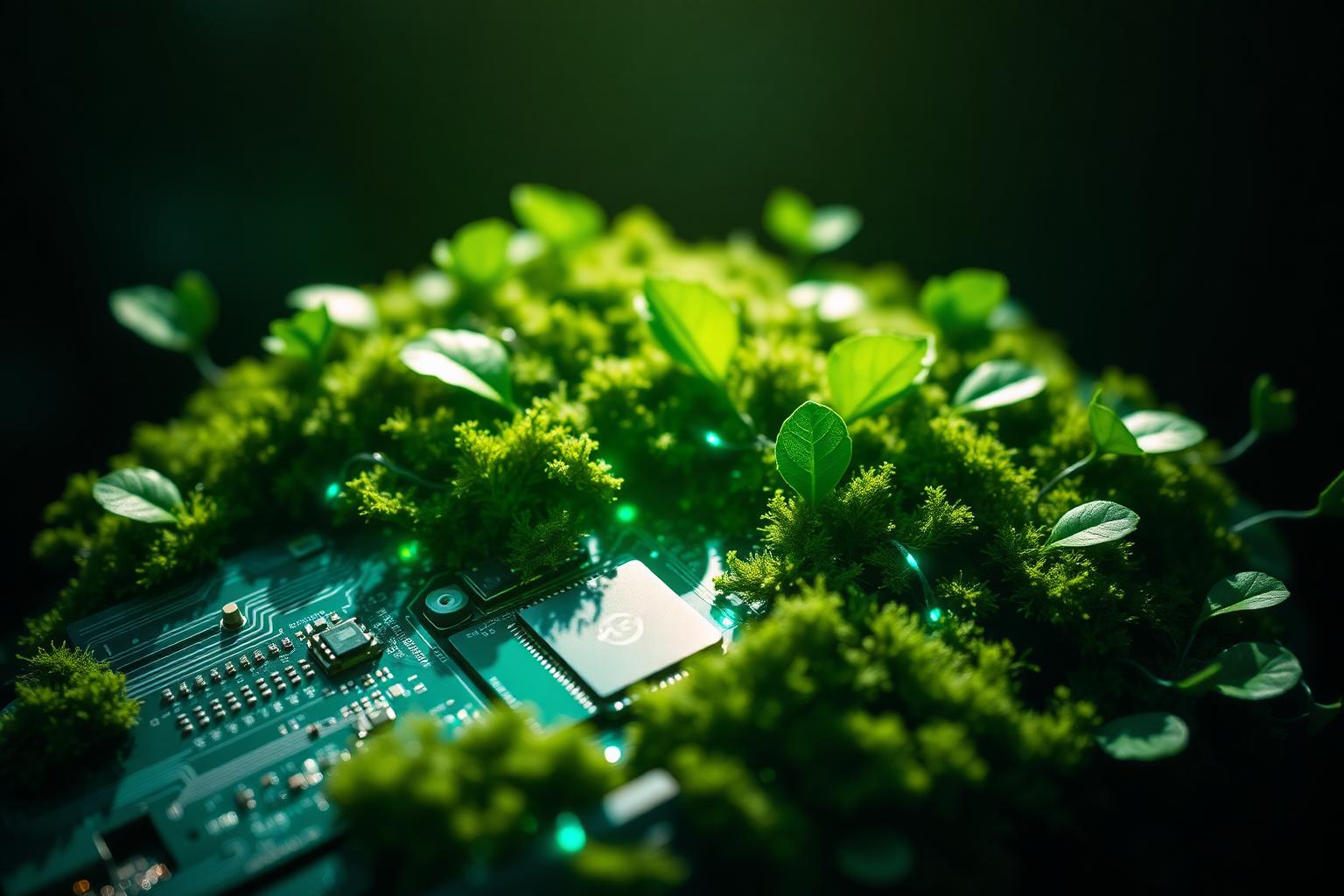 Tecnologia sustentável: placa de circuito integrada à natureza